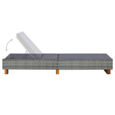 vidaXL Leżak z poduszką, polirattanowy, szary