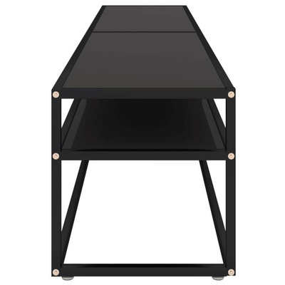 vidaXL Szafka pod TV, czarna, 200x40x40,5 cm, hartowane szkło
