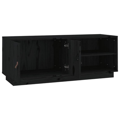 vidaXL Szafka pod TV, czarna, 105x34x40 cm, lite drewno sosnowe