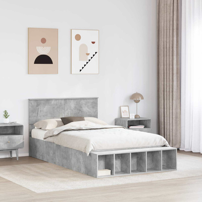 Ramka łóżka Betonowy szary 120 x 190 cm Drewno inżynieryjne