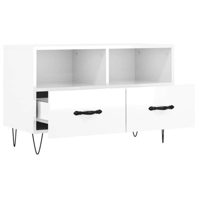vidaXL Szafka pod TV, biała, wysoki połysk, 80x36x50 cm