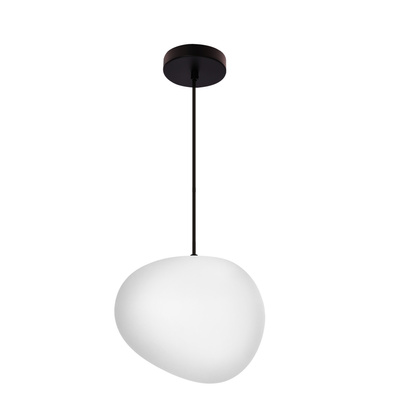 Lampa wisząca STONES 25 cm w stylu Japandi - z białym akrylowym kloszem inspirowanym kamieniem - minimalistyczne oświetlenie sufitowe do salonu E27