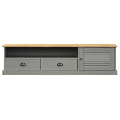 vidaXL Szafka pod TV VIGO, szara, 156x40x40 cm, lite drewno sosnowe
