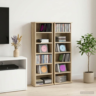 Kabinet na płyty CD 2 szt. dąb Sonoma 60 x 17 x 92 cm