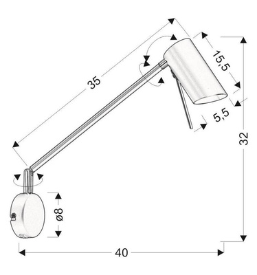 Kinkiet biały matowy regulowany obrotowy GU10 40W Milly Candellux 21-73907
