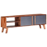 vidaXL Szafka pod TV, szara, 140x30x45 cm, lite drewno sheesham