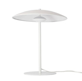 Lampa stołowa LUND w stylu skandynawskim – biały klosz talerz - minimalistyczna lampa do salonu i sypialni