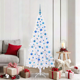 Sztuczna choinka z 300 diodami LED Biały 180 cm PVC i stal