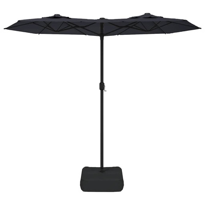 Podwójny parasol ogrodowy z LED, czarny, 316x145 cm