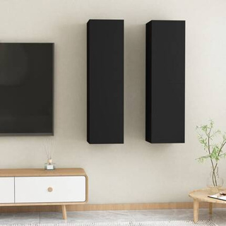 vidaXL Szafki telewizyjne, 2 szt., czarne, 30,5x30x110 cm