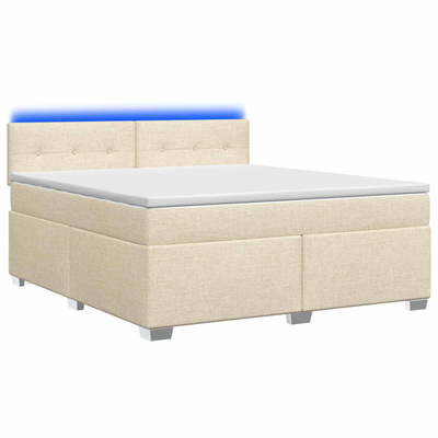 Łóżko Box Spring z materacem i LED kremowy 140 x 190 cm tkanina