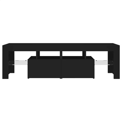 Szafka pod TV z oświetleniem LED, czarna, 140x36,5x40 cm