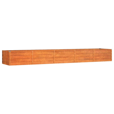 Podwyższona donica, rdzawa, 400x80x45 cm, stal kortenowska
