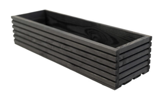 Doniczka drewniana lamelowa z plastikowym wkładem czarna W14/S24/D64/5