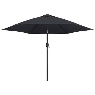 Parasol ogrodowy na metalowym słupku, 300 cm, czarny