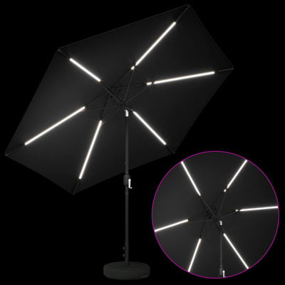 Parasol ogrodowy z oświetleniem LED i podstawą 300 x 300 cm
