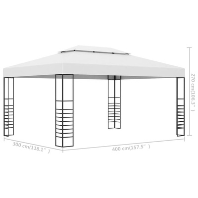 vidaXL Altana ogrodowa z malowanej proszkowo stali, 4x3x2,7 m, biała
