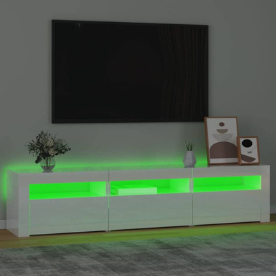 vidaXL Szafka pod TV z oświetleniem LED, biała z połyskiem,180x35x40cm