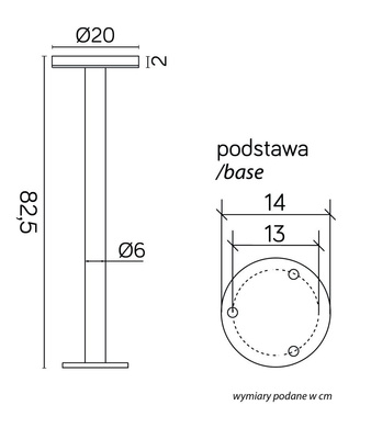 Oprawa stojąca, możliwośc zmiany barwy światła za pomocą przełącznika umieszczonego pod kloszem. Do wyboru barwa 3000 K, 4000 K, 6000 K  RONDO II RO-825 RO-825