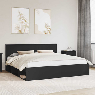Ramka łóżka Czarny 200 x 200 cm Lite drewno sosnowe