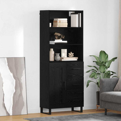 Highboard 2 szt. Czarny Dąb 69,5 x 34 x 180 cm