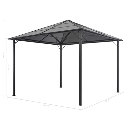 Altana ogrodowa z zadaszeniem, aluminiowa, 3 x 3 m, antracytowa
