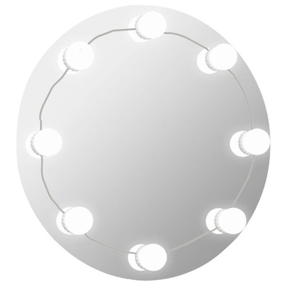 vidaXL Lustro ścienne z lampkami LED, okrągłe, szklane