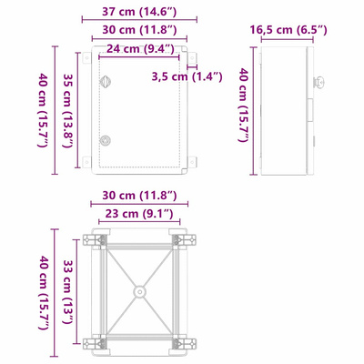 Szafka sterownicza Szary 37 x 16,5 x 40 cm Plastik ABS