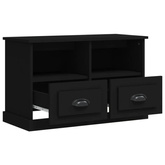 vidaXL Szafka pod TV, czarna, 80x35x50 cm, materiał drewnopochodny