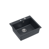 MORGAN 110 GraniteQ zlewozmywak black diamond z syfonem Push To Open stal szlachetna 1-komorowy b/o + zaczepy 4 szt