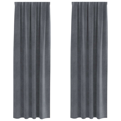 Zasłony zaciemniające 2 pcs Jasnoszary 140 x 245 cm Aksamit