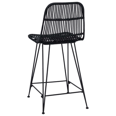 Stołek barowy 2 szt. Czarny 44 x 54 x 96 cm Rattan i Stal