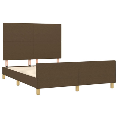 vidaXL Rama łóżka z zagłówkiem, ciemnobrązowa 140x190 cm obita tkaniną