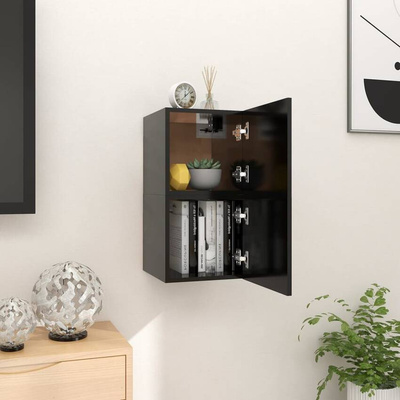 vidaXL Wiszące szafki telewizyjne, 2 szt., czarne, 30,5x30x30 cm
