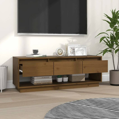 vidaXL Szafka pod TV, miodowy brąz 110,5x34x40 cm, lite drewno sosnowe