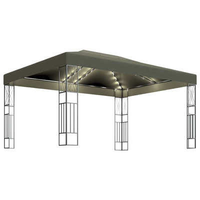 Altana ze sznurem lampek LED, 3x4 m, tkanina w kolorze taupe