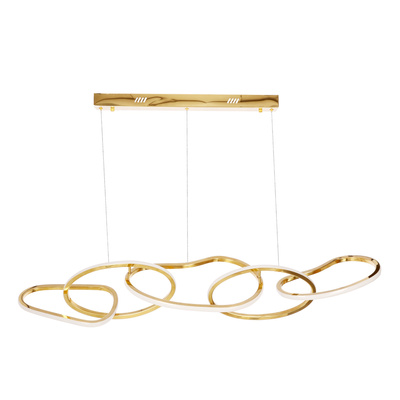 Lampa wisząca ANNELI elegancka  – złota nieregularna forma 125 cm – designerska lampa salonu i jadalni LED 3000K