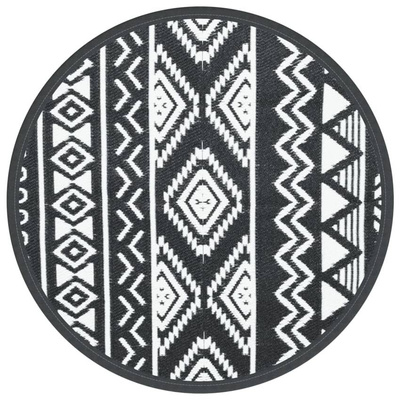 vidaXL Dywan na zewnątrz, czarny, ?160 cm, PP model standard