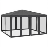 Namiot imprezowy z 8 ścianami z siatki, antracyt, 4x4 m, HDPE