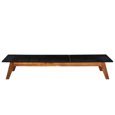 vidaXL Leżaki ze stolikiem, 2 szt., polirattan i lite drewno akacjowe