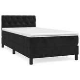 vidaXL Łóżko kontynentalne z materacem, czarne, aksamit 80x200 cm model standard