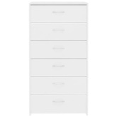 vidaXL Komoda, 6 szuflad, biała, 50x34x96 cm, materiał drewnopochodny