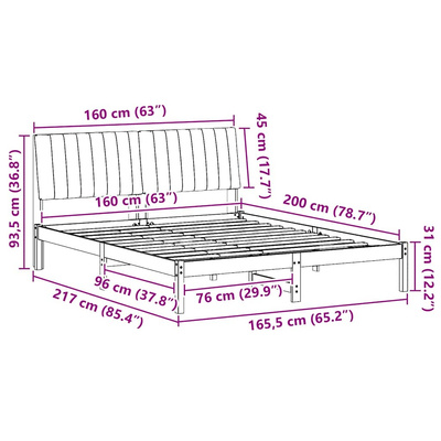 Ramka łóżka Brązowy 160 x 200 cm Lite drewno sosnowe