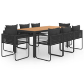 9-częściowy zestaw mebli ogrodowych, rattan PVC, czarno-brązowy