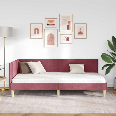 Rama łóżka narożnego Czerwone wino 100 x 200 cm tkanina