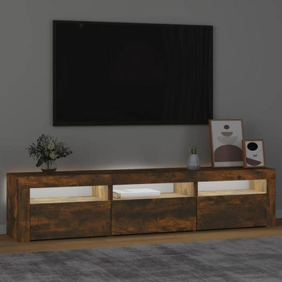 vidaXL Szafka pod TV z oświetleniem LED, przydymiony dąb, 180x35x40 cm