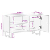 vidaXL Szafka pod TV, brązowo-czarna 80x31,5x46 cm, lite drewno mango