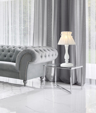 Lampa stołowa nocna biała abażur z organzy 40W E27 Zefir Candellux 41-73815