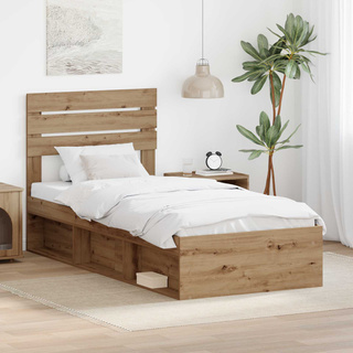 Ramka łóżka Dąb artisan 75 x 190 cm Lite drewno sosnowe
