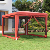 vidaXL Namiot imprezowy z 4 ścianami z siatki, czerwony, 3x4 m, HDPE